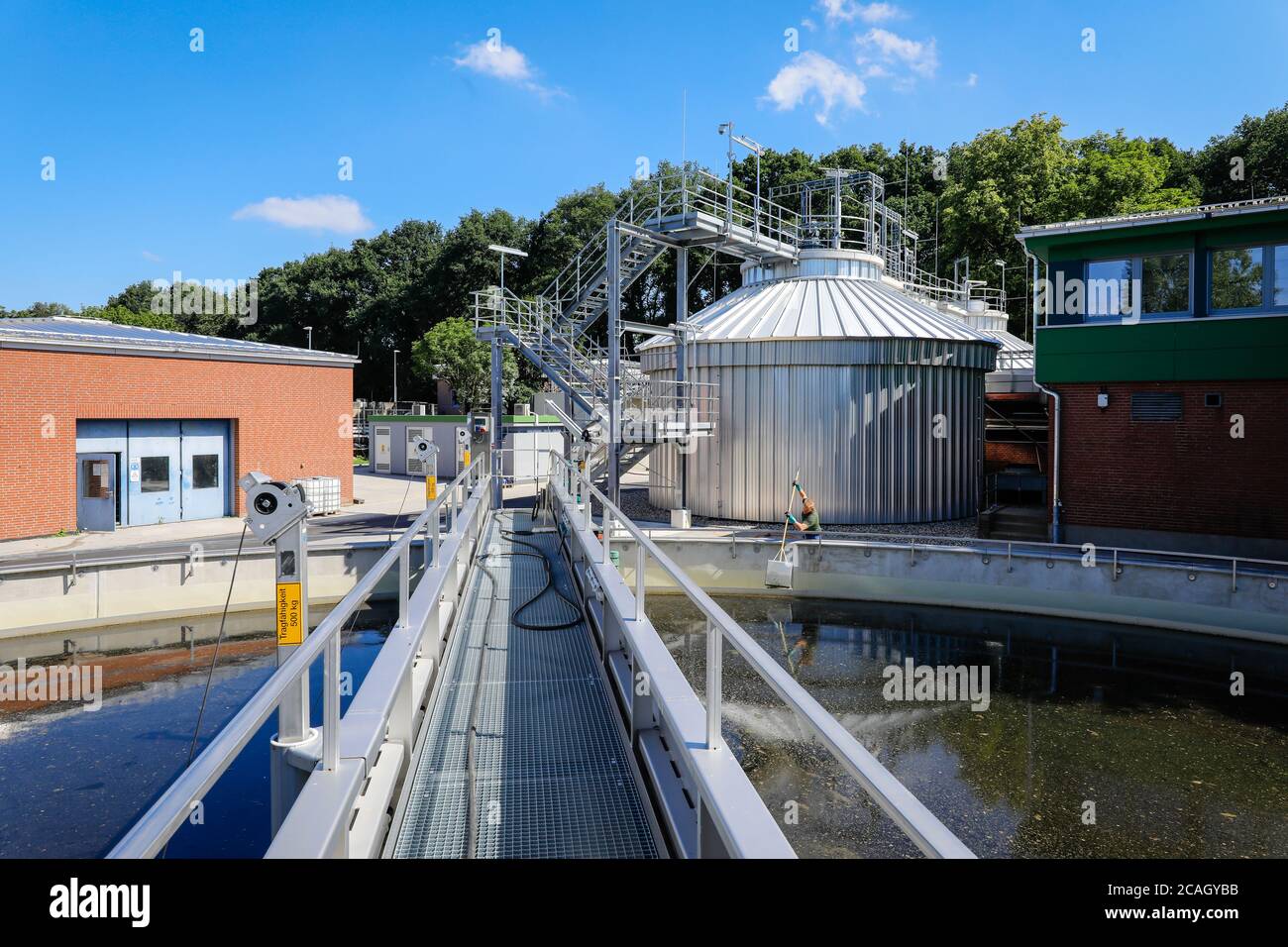 12.06.2020, Voerde, North Rhine-Westphalia, Germany - Voerde wastewater treatment plant, wastewater treatment in the modernised wastewater treatment p Stock Photo