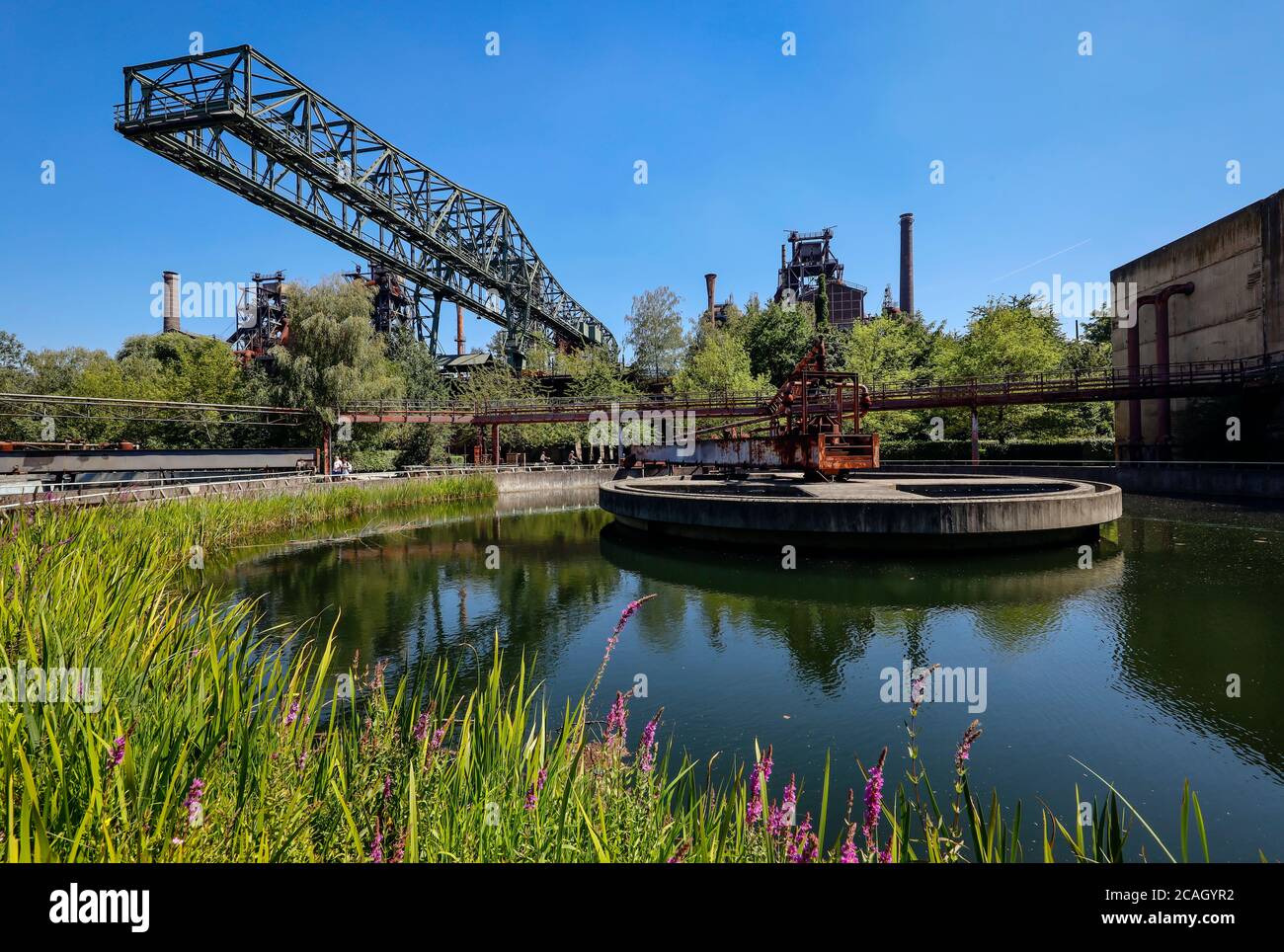 30.07.2020, Duisburg, North Rhine-Westphalia, Germany - Landschaftspark Duisburg-Nord, a landscape park covering about 180 hectares around a disused i Stock Photo