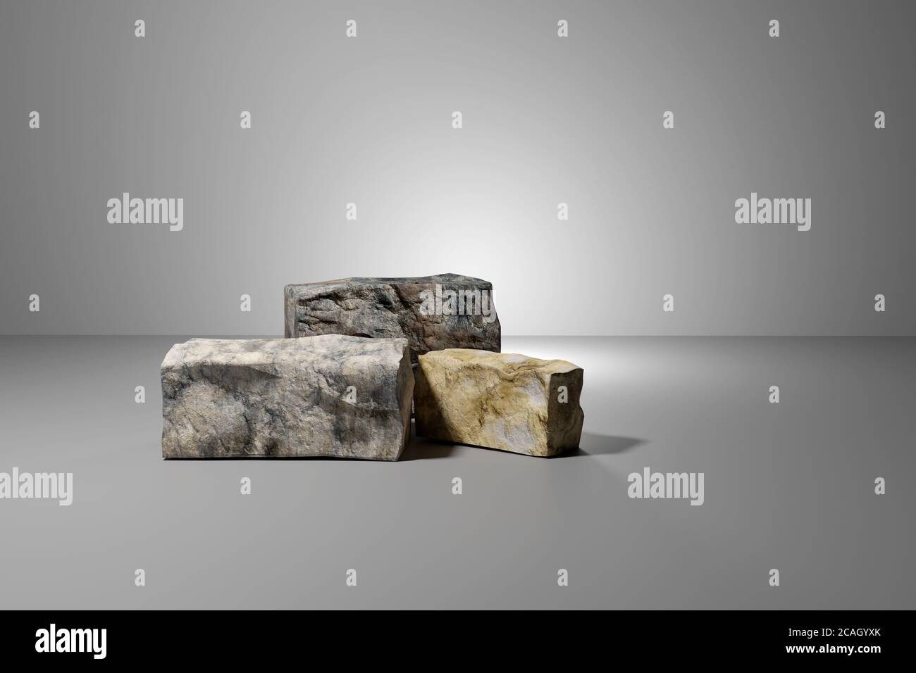 Stone Block Rendering 3d rendering of some stone bricks on a grey background Stock Photo - Alamy