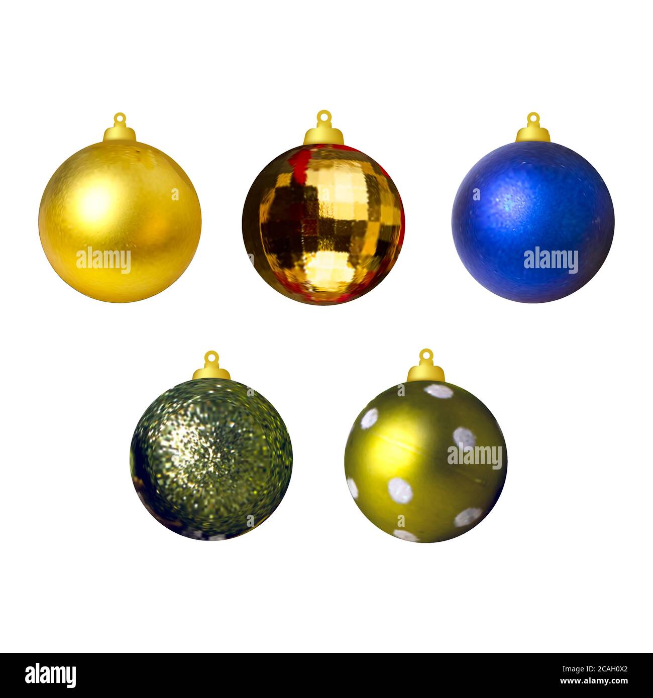 Christmas balls on the tree. Set of Christmas decoration. Vector image on white background isolated Stock Vector