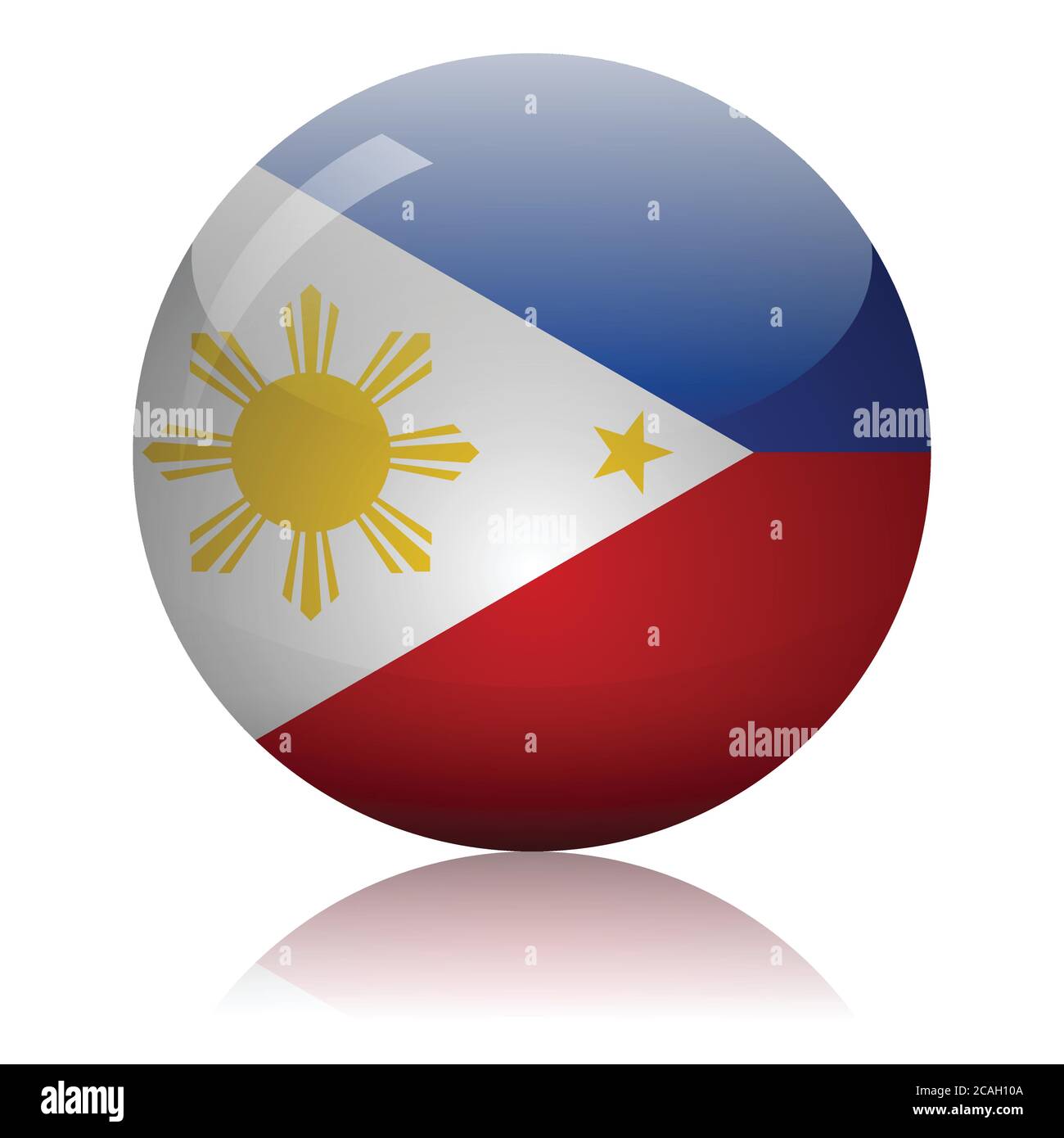 Philippine flag glass ball on light mirror surface vector illustration