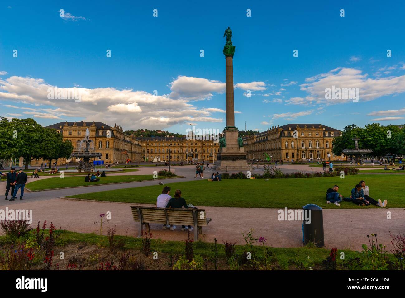 Neues Schloss or New Palace at Schlossplatz or Castle Square in the inner  city , Stuttgart, Federal State Baden-Württemberg, South Germany, Europe Stock Photo