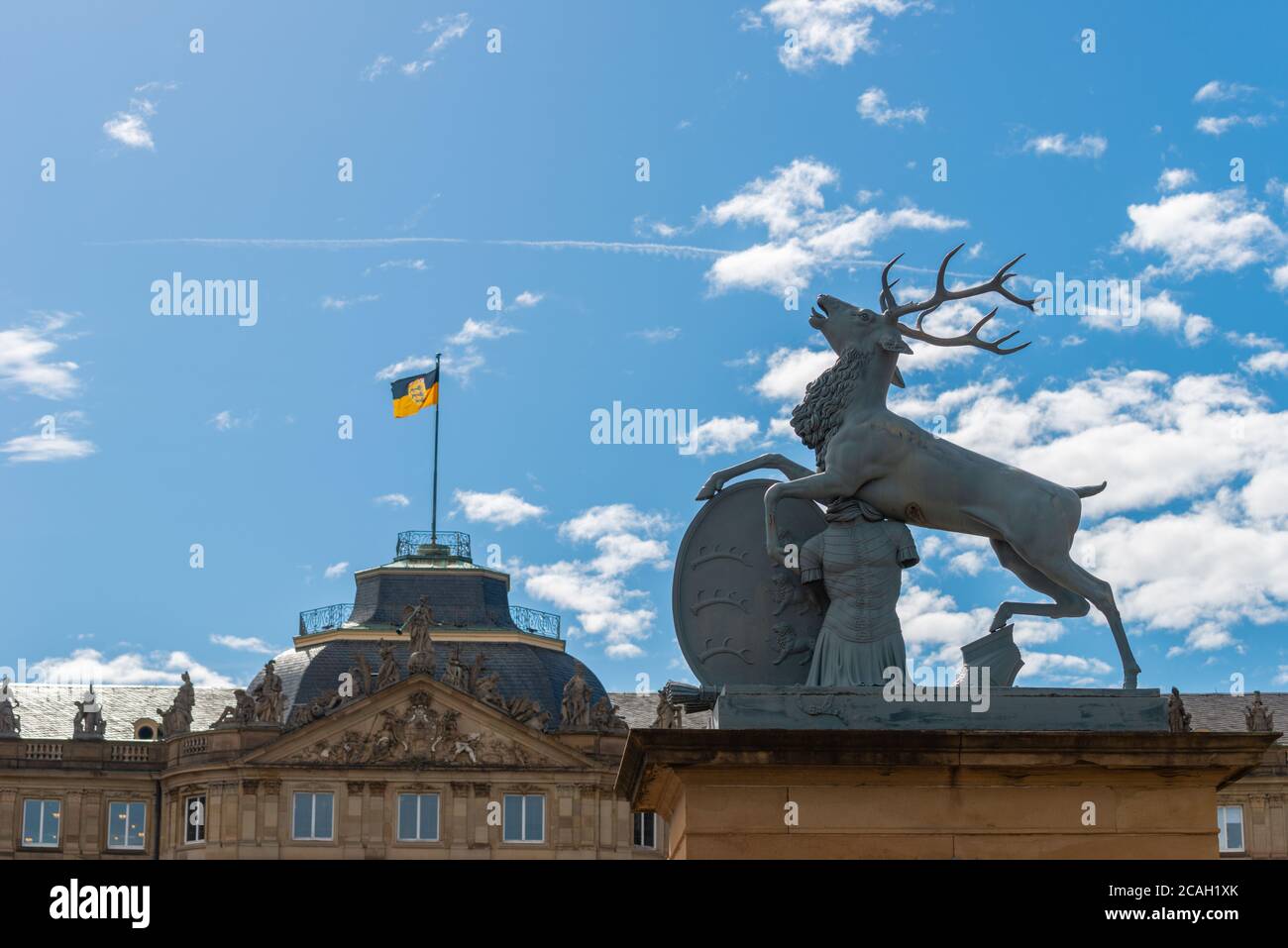 Neues Schloss or New Palace at Schlossplatz or Castle Square in the inner  city , Stuttgart, Federal State Baden-Württemberg, South Germany, Europe Stock Photo