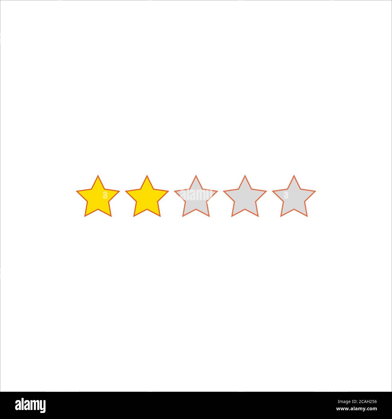 Yellow Ranks Two yellow-colored stars out of five ranks for web or mobile design ...