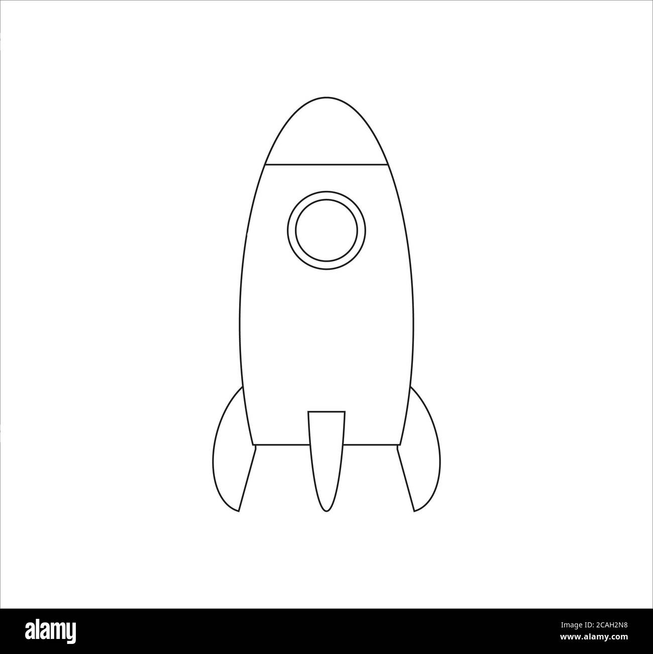 Illustration of a small rocket outline isolated on a white background Stock Photo