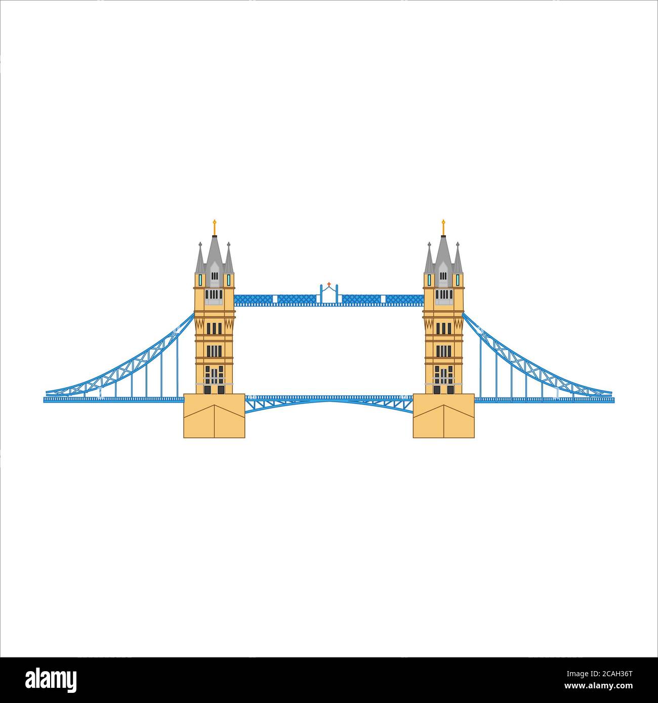 Illustration of London Tower bridge isolated on a white background ...