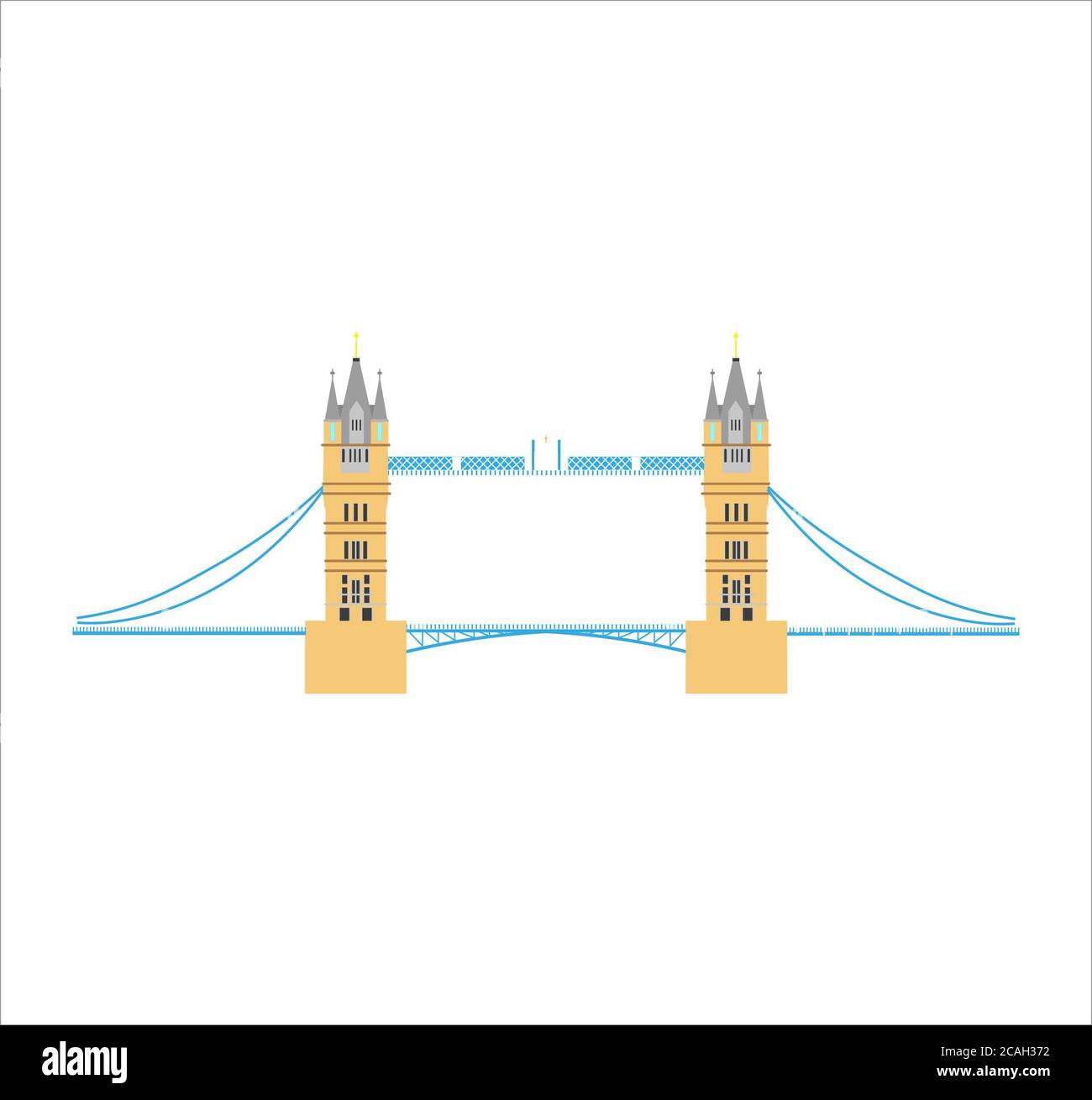 Illustration of the Tower Bridge in London, UK isolated on a white ...