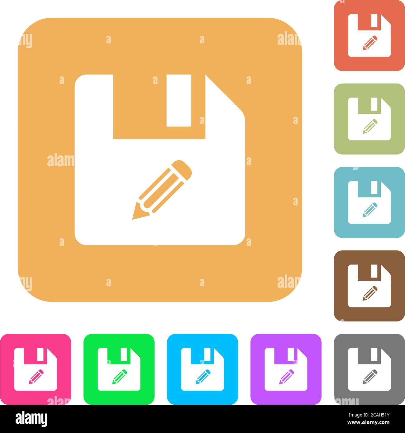 Edit file flat icons on rounded square vivid color backgrounds Stock ...