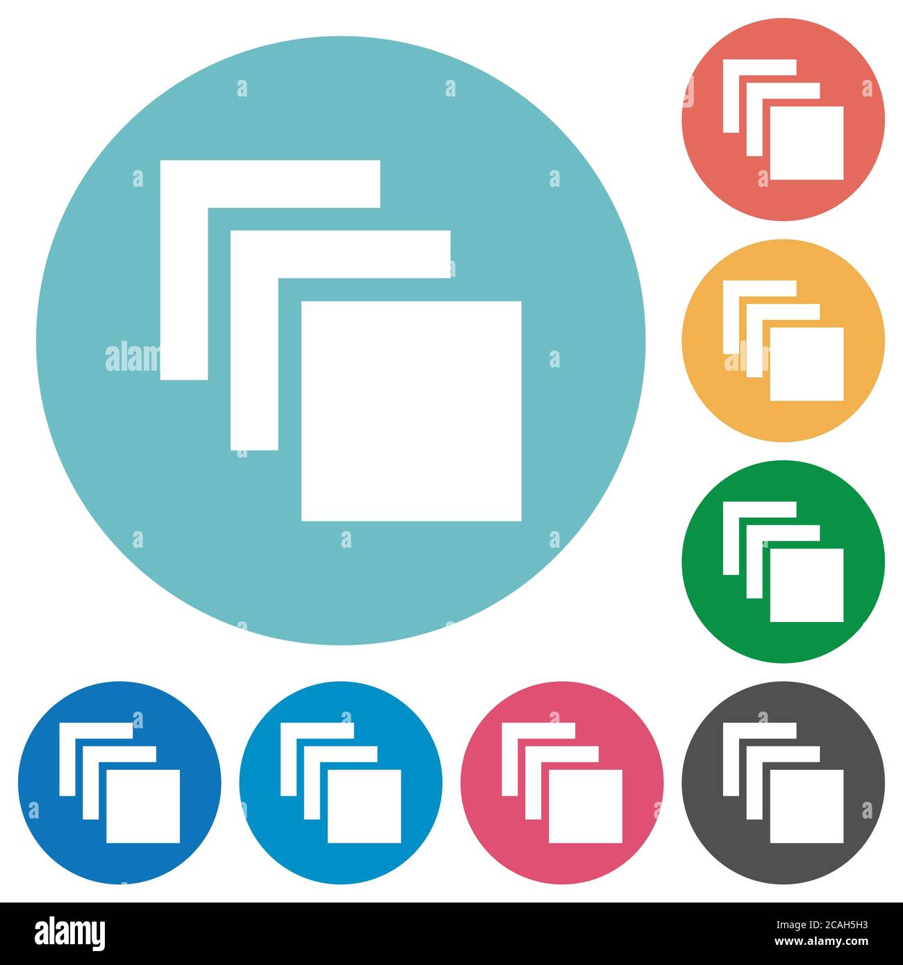 Multiple canvases flat white icons on round color backgrounds Stock ...