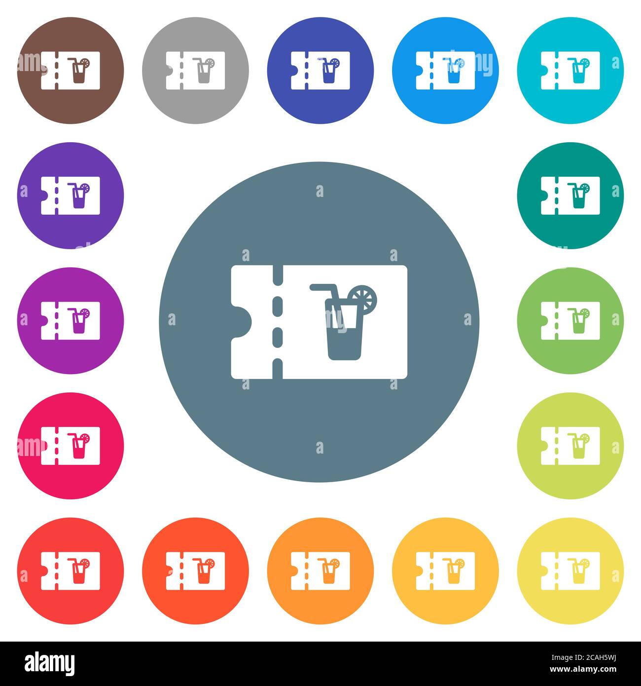 cocktail bar discount coupon flat white icons on round color ...