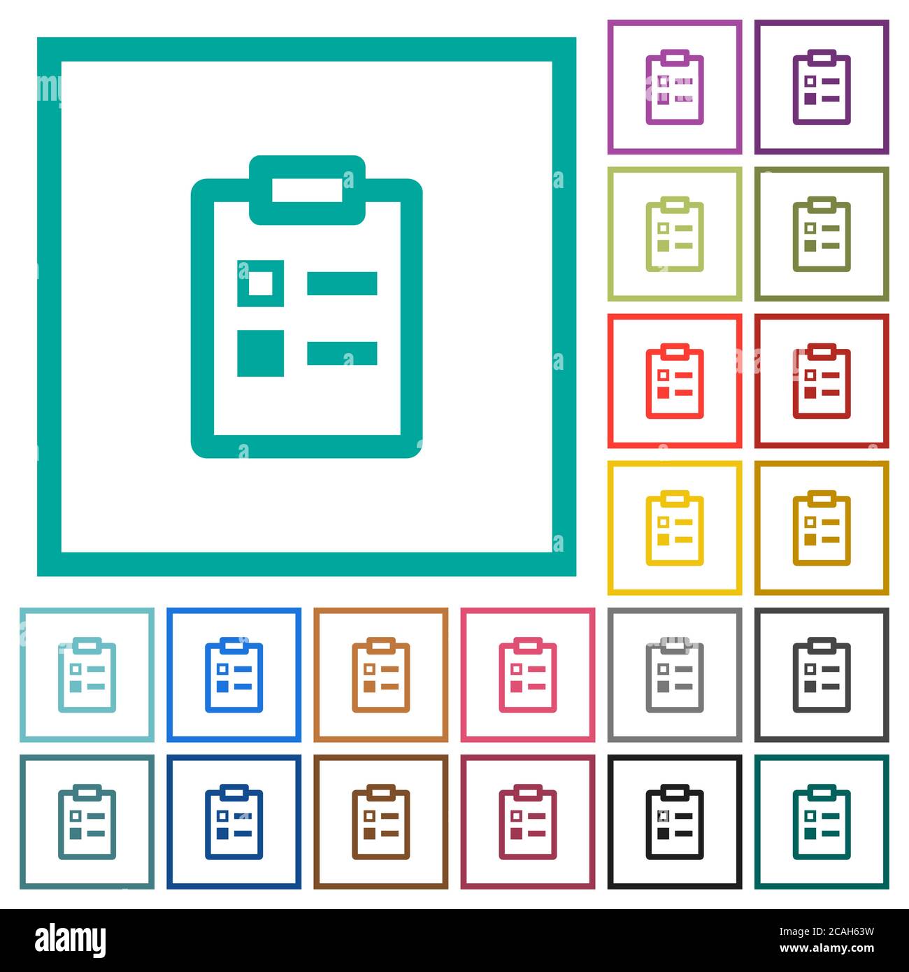 Survey flat color icons with quadrant frames on white background Stock Vector