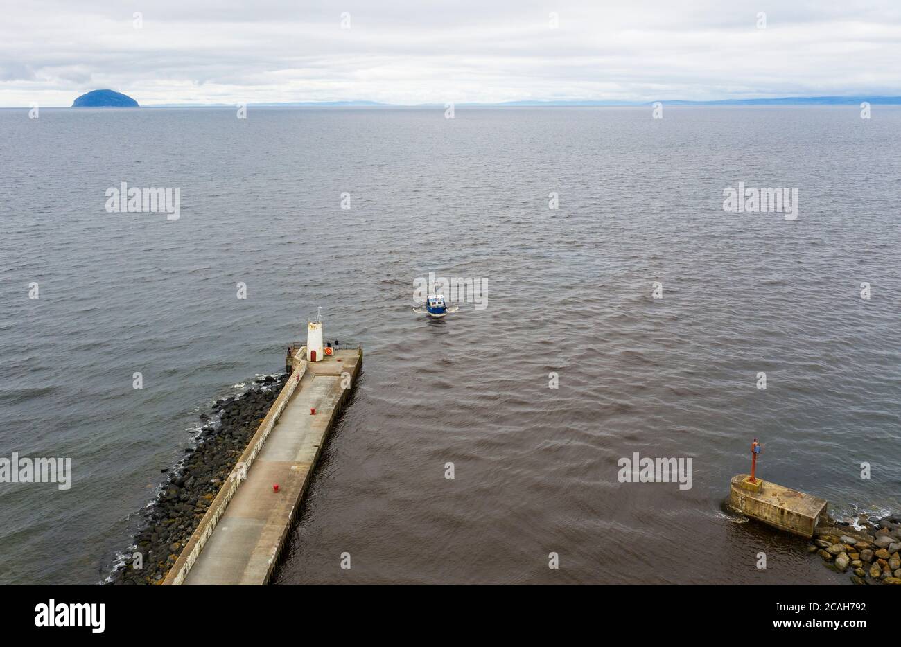 Aerial view of Girvan harbour and town centre, South Ayrshire, Scotland