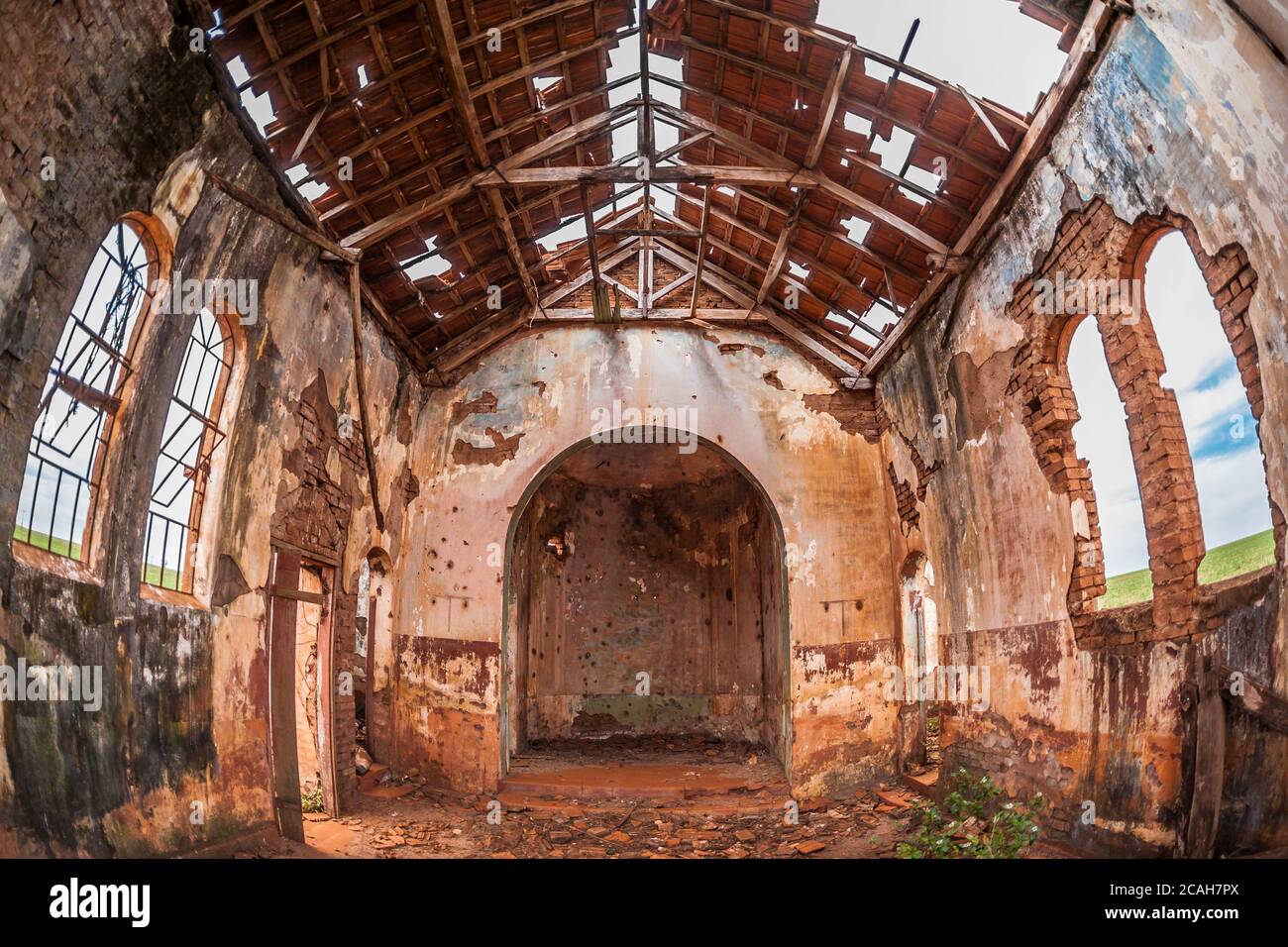 Ruins of abandoned church at Sussui - Palmital/ SP - Brazil Stock Photo
