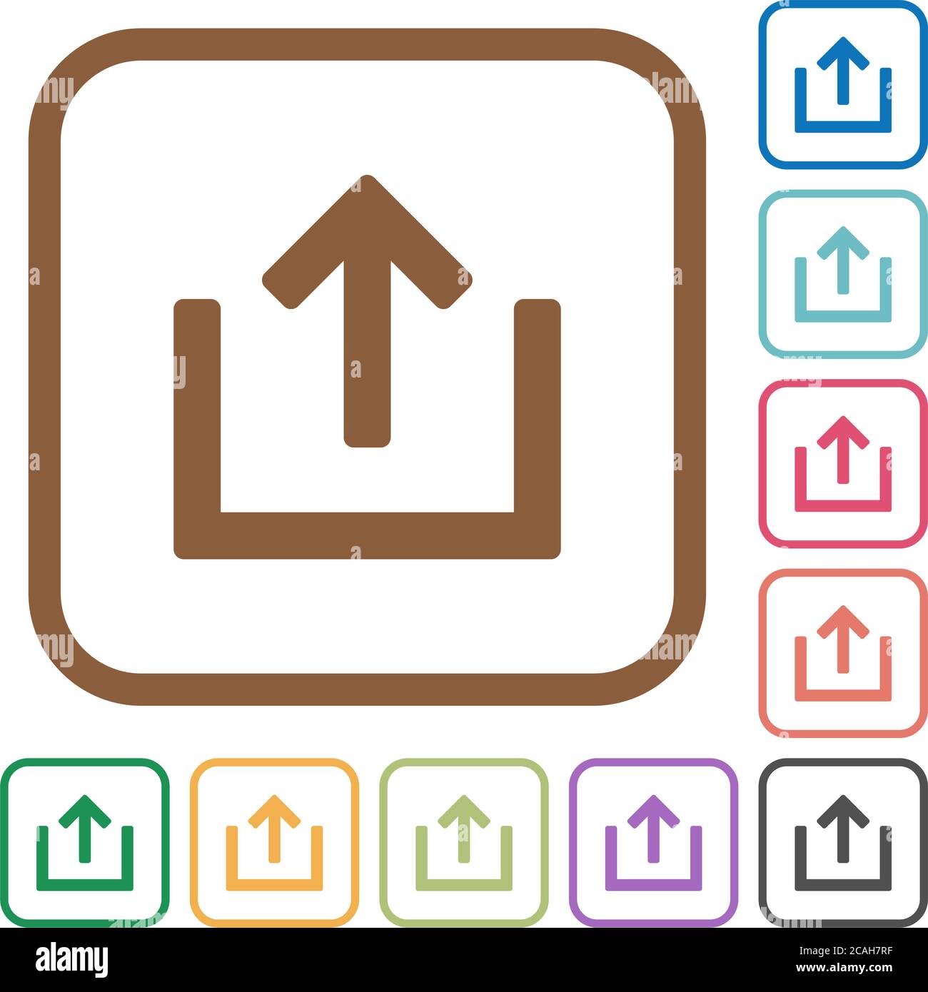 Export item simple icons in color rounded square frames on white ...
