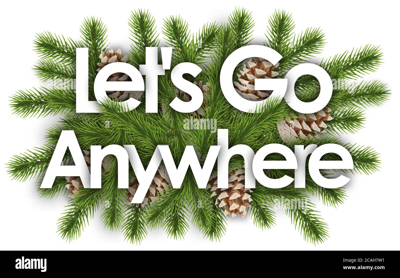 let's Go Anywhere in christmas background - pine branchs Stock Photo