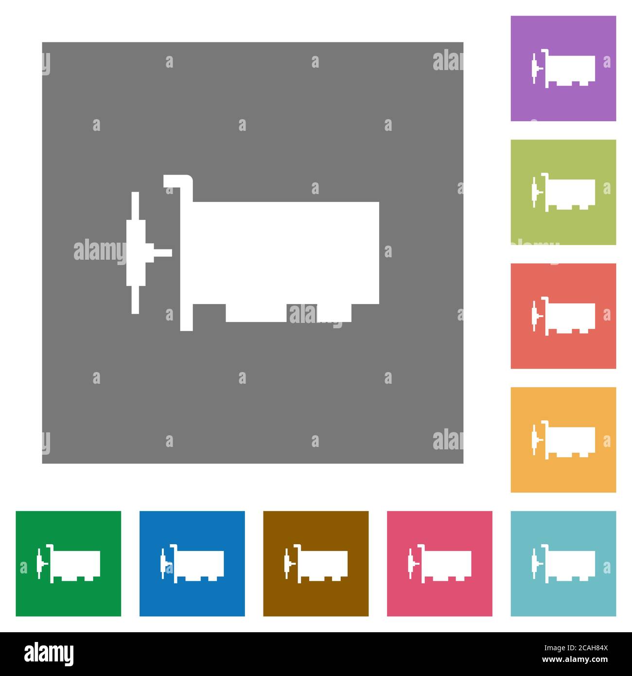 Network interface card flat icons on simple color square backgrounds ...