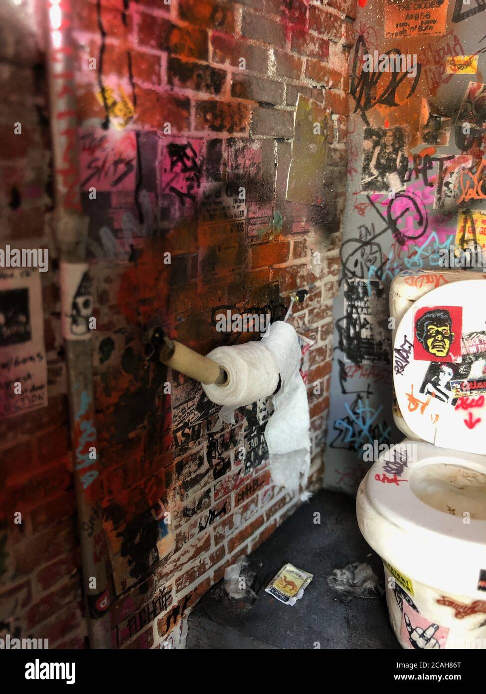Tiny toilets Old punks missing the glory days of New York's CBGBs mecca can now revisit the fabled venue's infamous loos in a palm-size new art piece.   The toilets, where stars like the Ramones and Blondie hung out with punk posers have been recreated as miniatures by a quirky New York artist.   Danielle McGurran's keen eye and artistic talents have crafted such incredible replicas you can imagine tiny terrors living it up as the Big Apple's punk scene pogos around them.   The CBGBs crapper has become mythical over the years, with so many stars snarling for photos there.   The 47-year-old min Stock Photo
