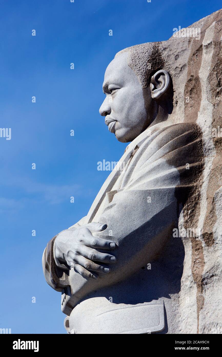 Memorial to the civil rights leader Martin Luther King Jnr in West Potomac park in Washington DC Stock Photo