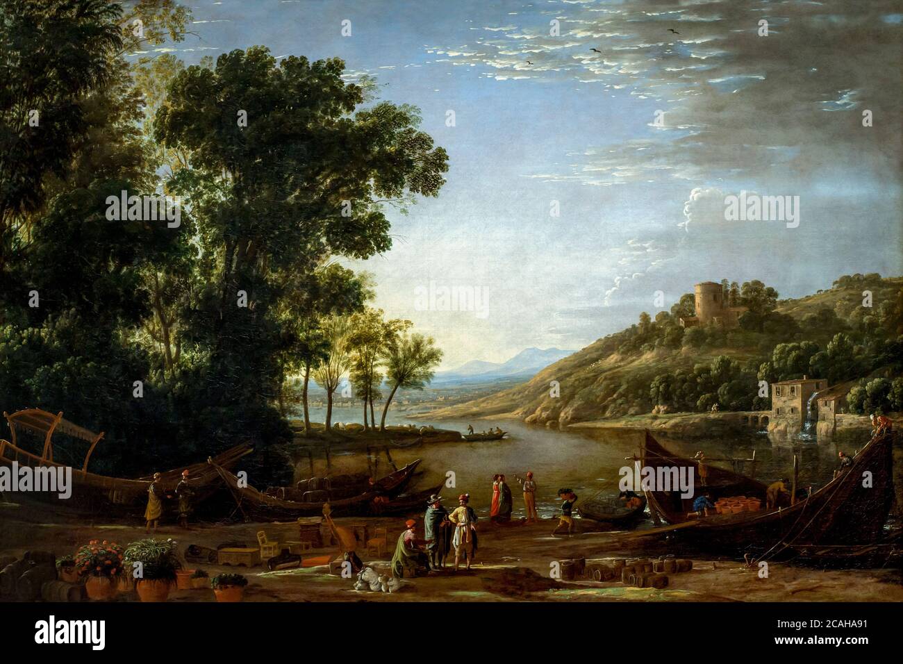 Landscape with Merchants, Claude Lorrain, circa 1630, National Gallery of Art, Washington DC, USA, North America Stock Photo