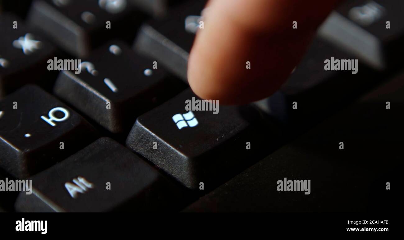 Black computer keyboard super close up stock footage. Black computer enter keys Stock Photo