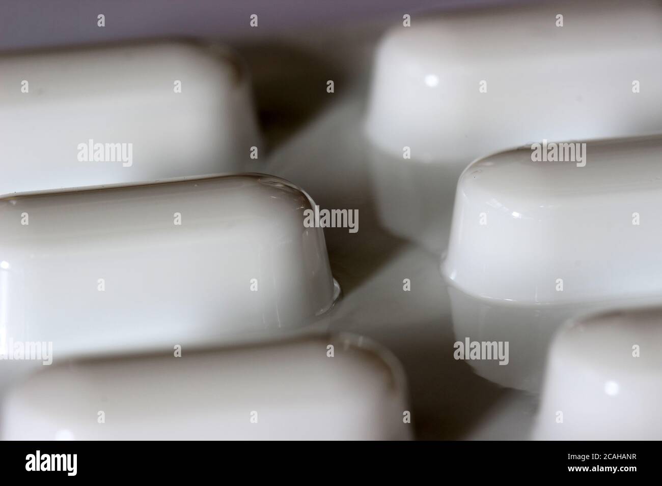 Strip of tablets pictured close up Stock Photo