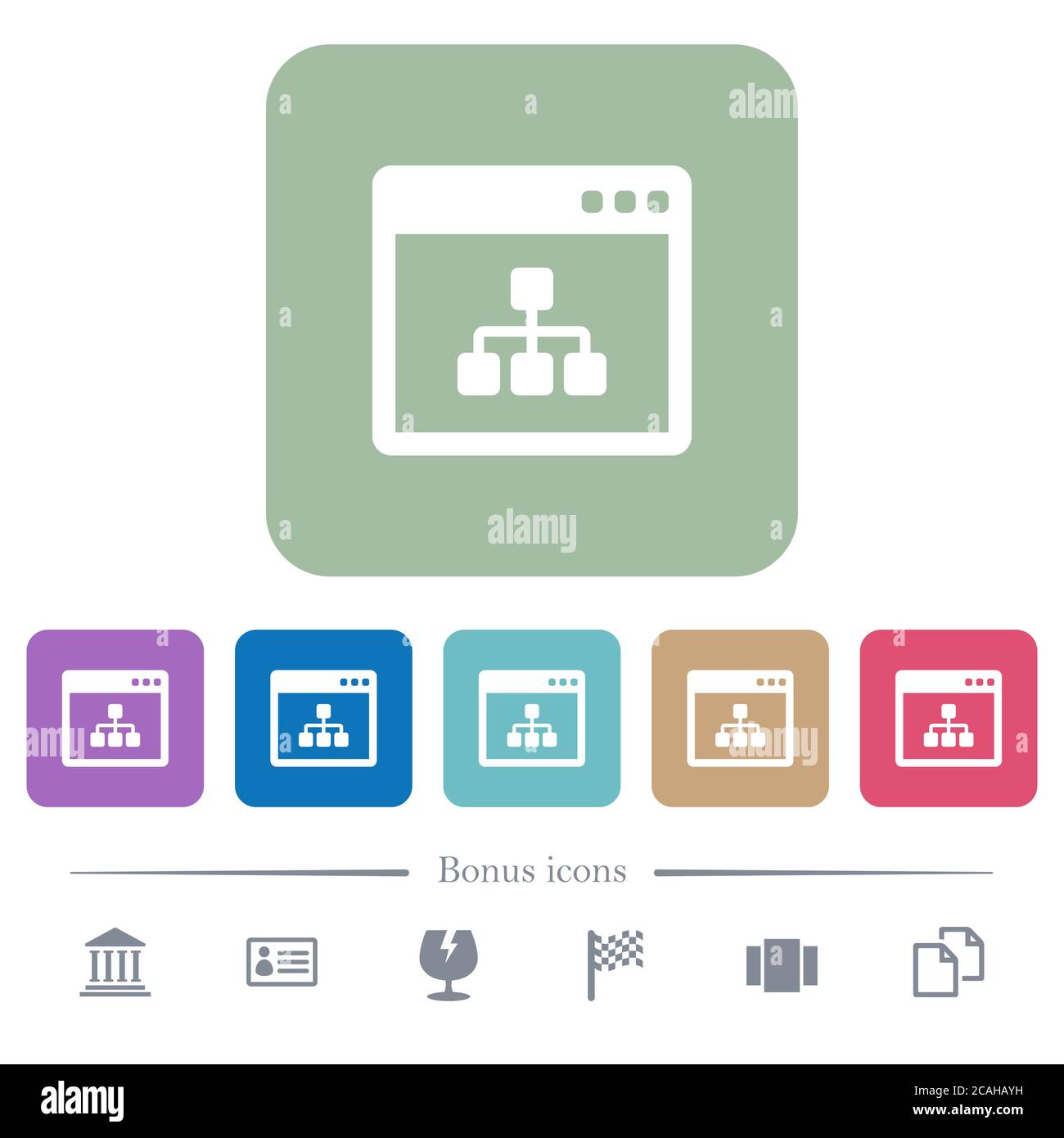 Networking application white flat icons on color rounded square ...