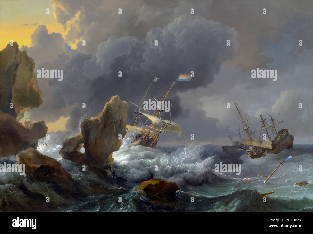Ships in Distress off a Rocky Coast, Ludolf Backhuysen, 1667, National Gallery of Art, Washington DC, USA, North America Stock Photo