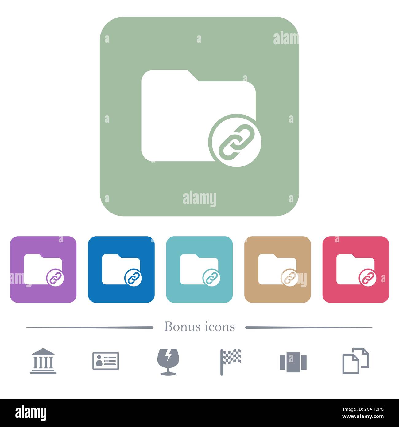 Directory attachment white flat icons on color rounded square ...