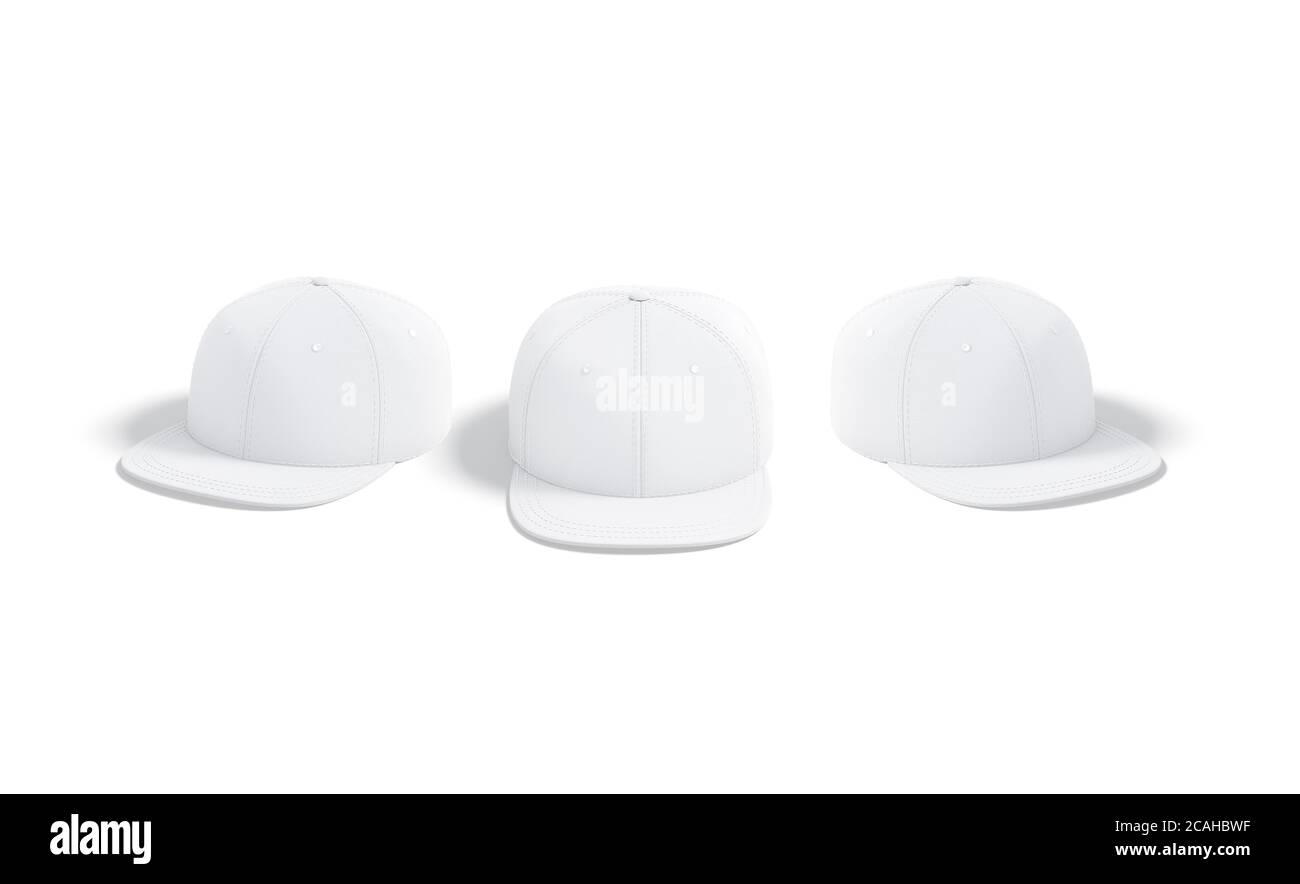 Blank white jeans snapback mockup, front and side view Stock Photo