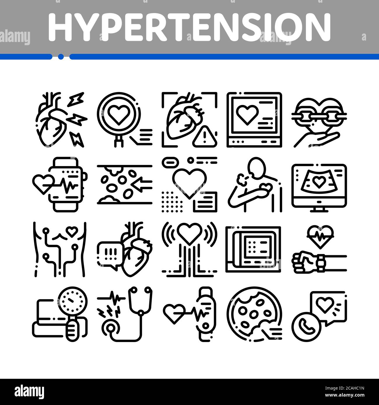Hypertension Disease Collection Icons Set Vector Stock Vector Image ...