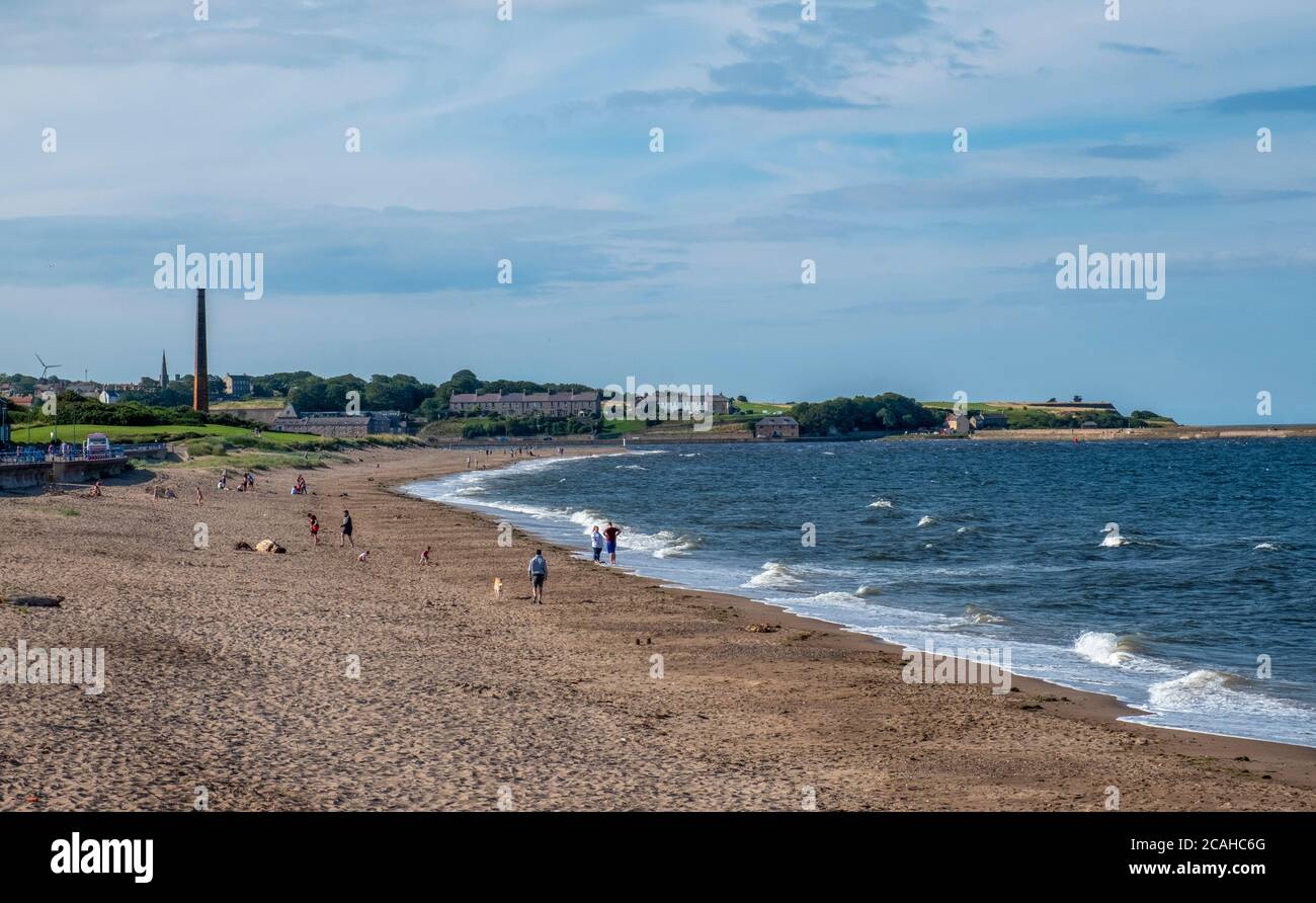 View of Spittal beach. Spittal is a town in northern Northumberland, England. It is part of Berwick-upon-Tweed Stock Photo