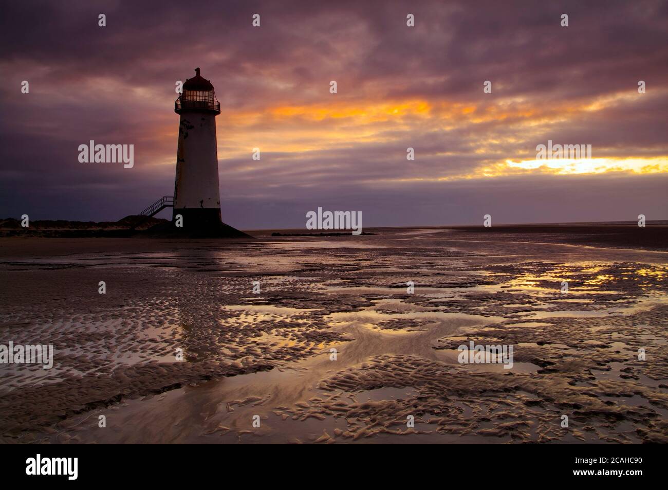 Talacre Lighthouse, Point of Ayre, Flint, North Wales, Stock Photo