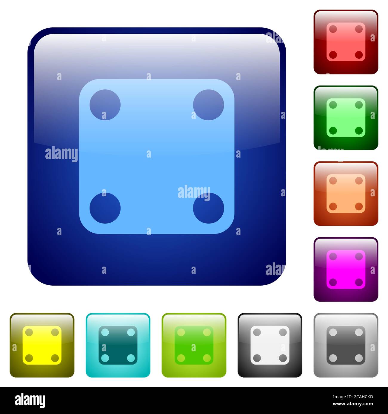 Domino four icons in rounded square color glossy button set Stock Vector