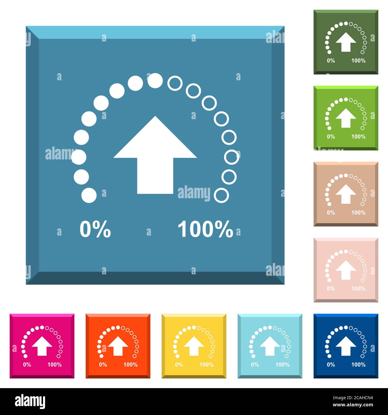 Download in progress white icons on edged square buttons in various ...