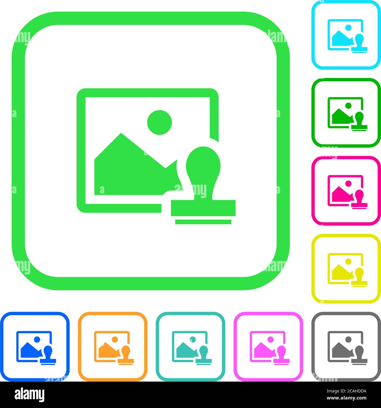 Image watermark vivid colored flat icons in curved borders on white ...