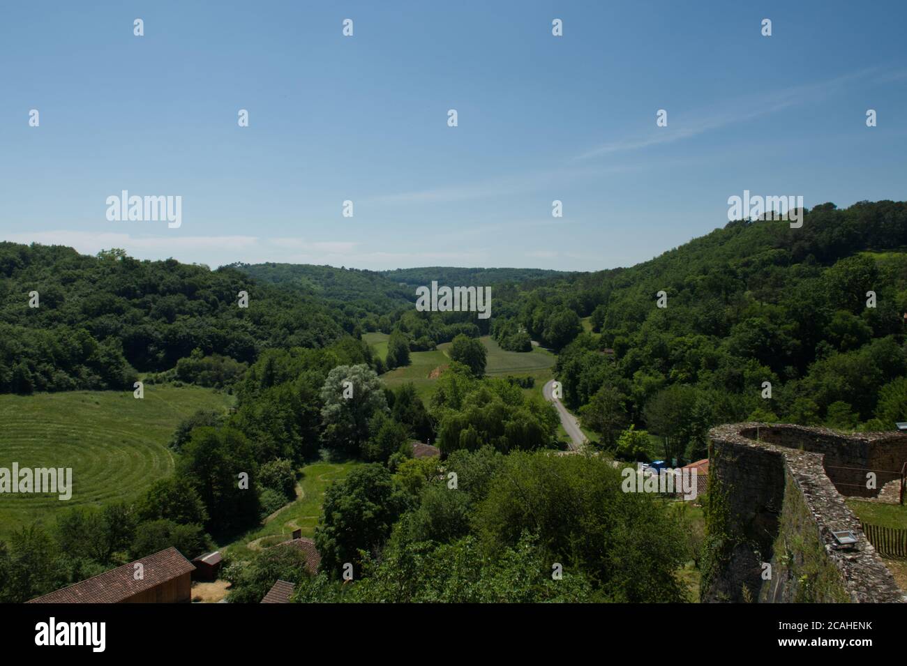 View from the Chateau de Bonaguil near Fumel, Lot-et-Garonne, France Stock Photo