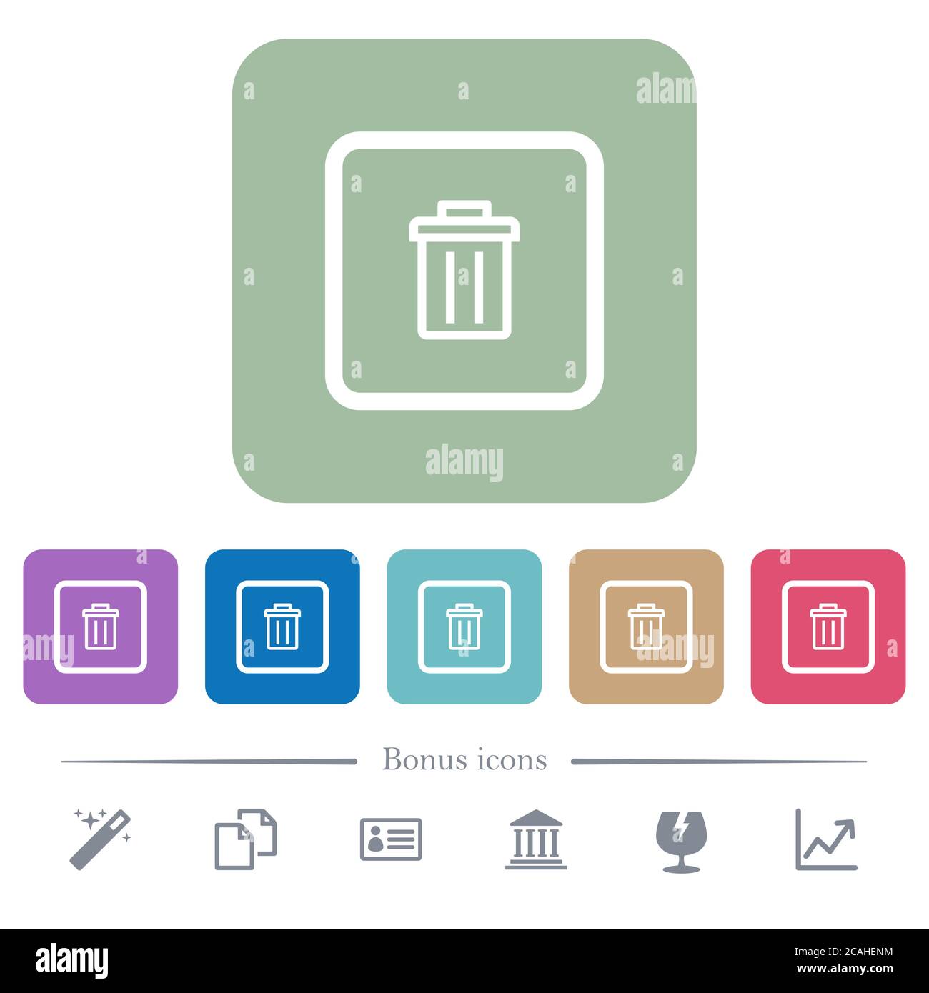 Delete object white flat icons on color rounded square backgrounds. 6 ...