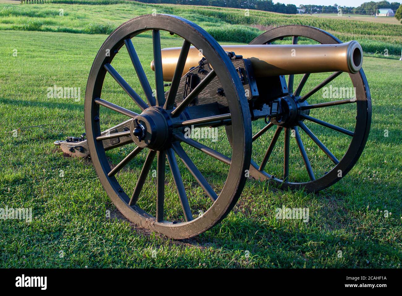 Maryland, USA 08/05/2020: Close up selective focus image  of a civil war era Howitzer M1841 12 pounder field cannon located at the Monocacy Battlefiel Stock Photo