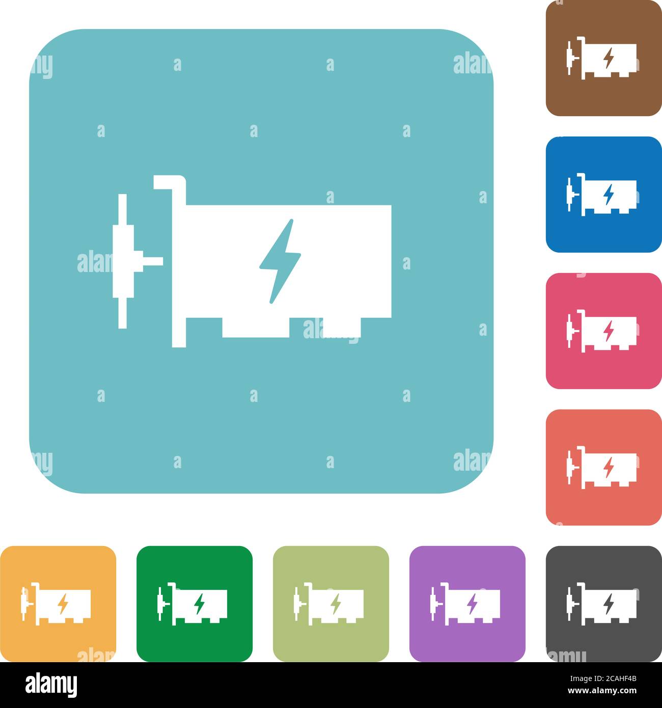 Fast ethernet network controller white flat icons on color rounded square backgrounds Stock Vector