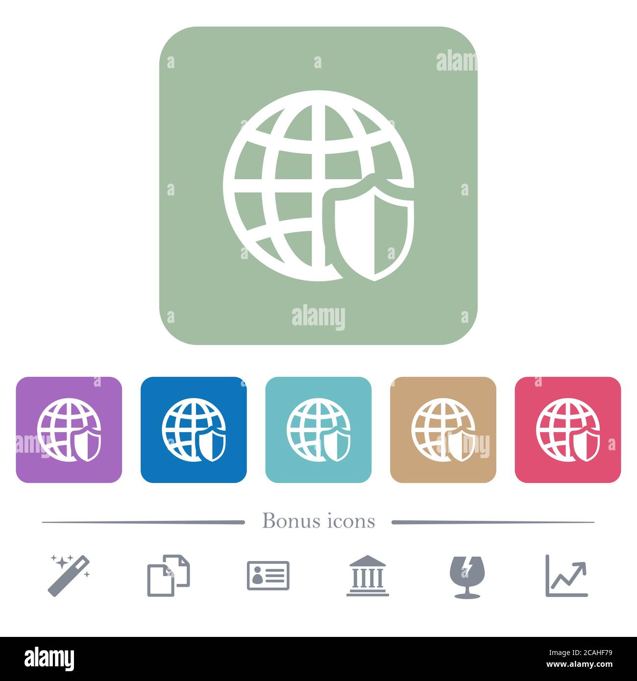 Internet security white flat icons on color rounded square backgrounds ...