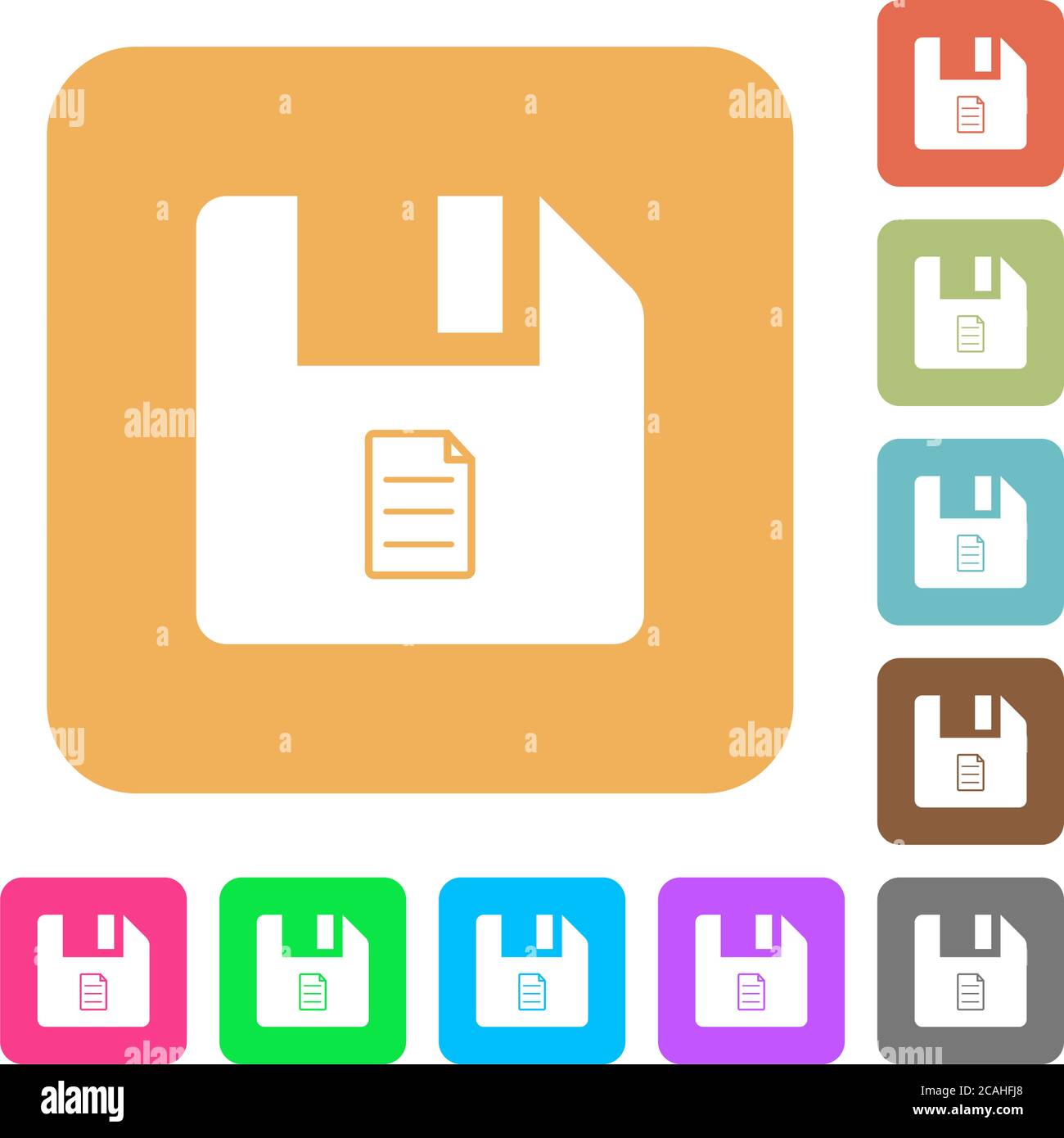 File properties flat icons on rounded square vivid color backgrounds ...