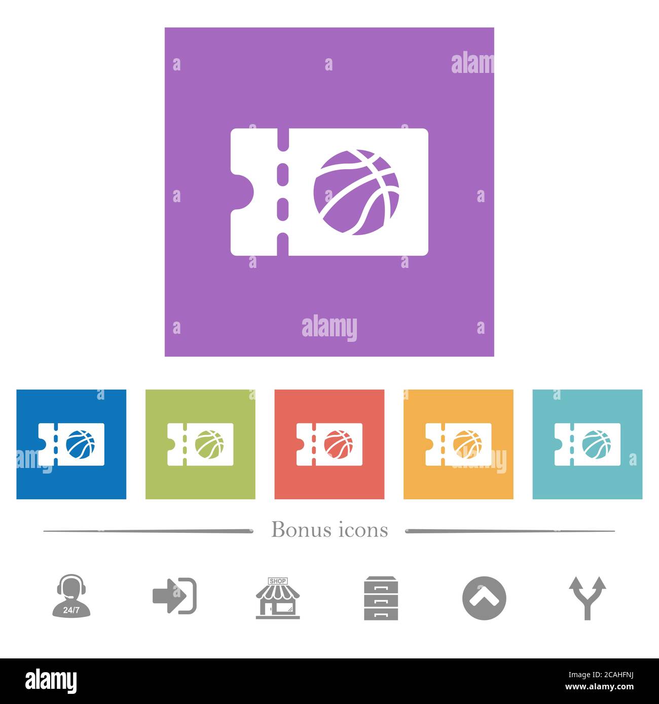 Basketball discount coupon flat white icons in square backgrounds. 6