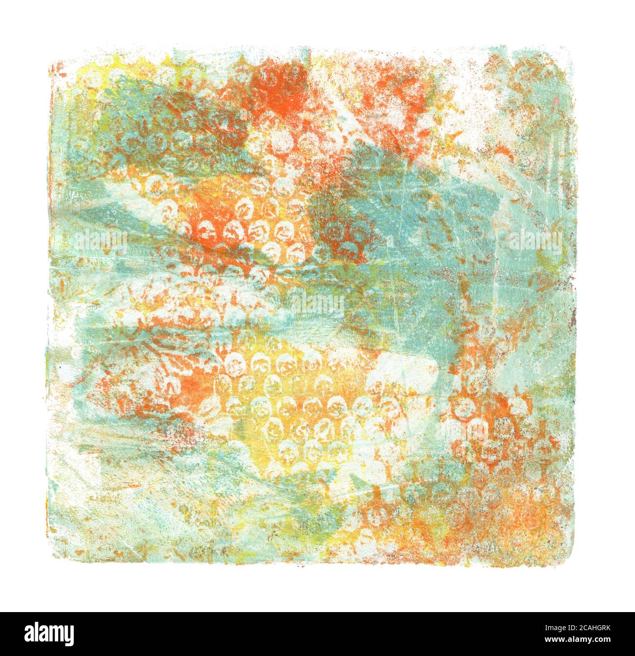 Abstract color acrylic and watercolor painting. Monotyping template ...