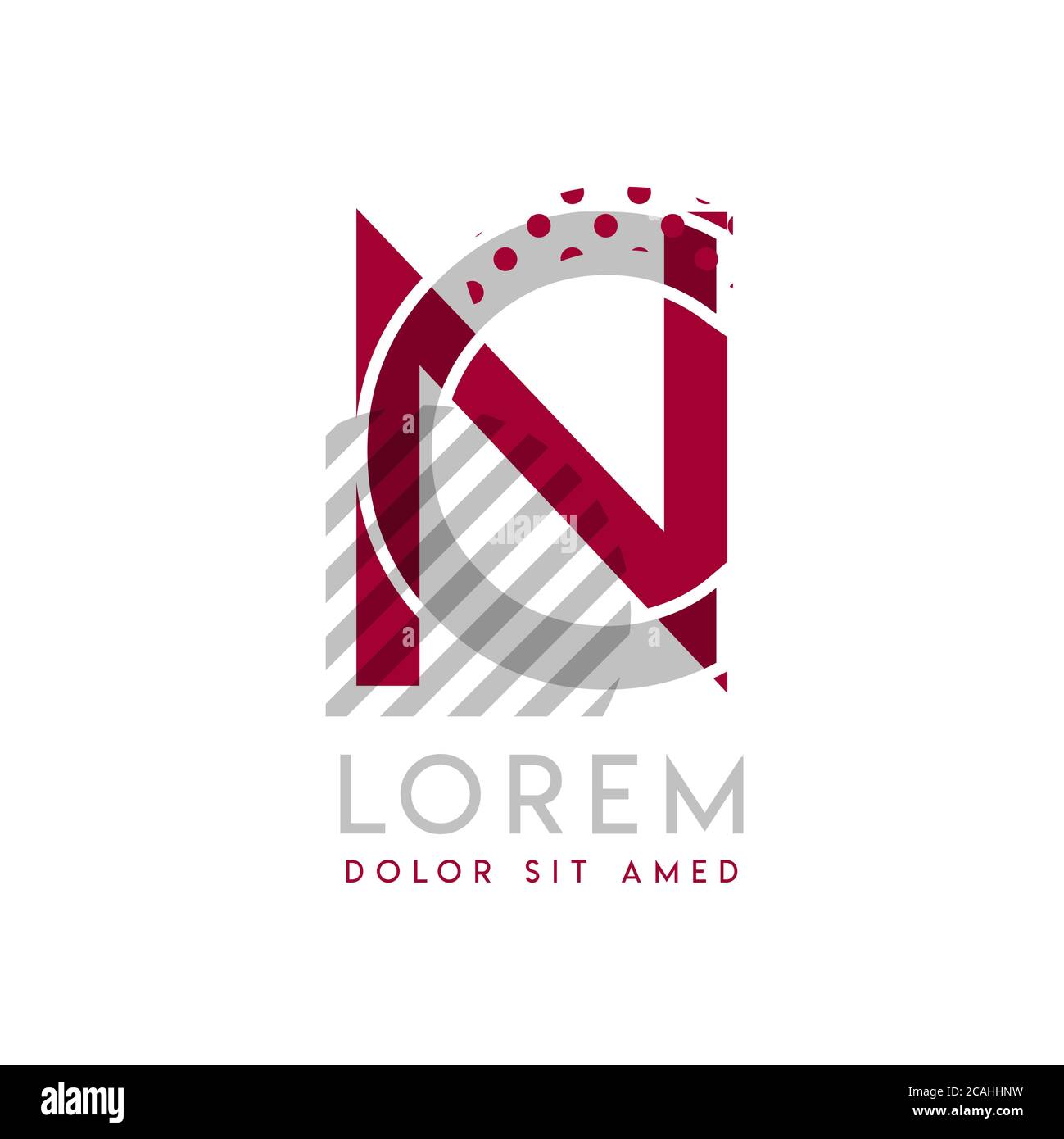 Nc Simple Logo Design With Gray And Maroon Color That Can Be Used For Creative Business And Advertising Cn Logo Is Filled With Bubbles And Dots Can Stock Vector Image Art