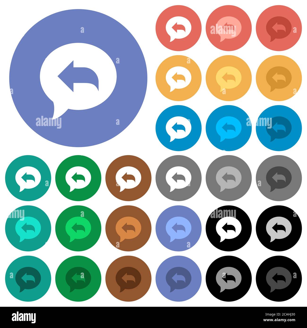 Reply message multi colored flat icons on round backgrounds. Included ...