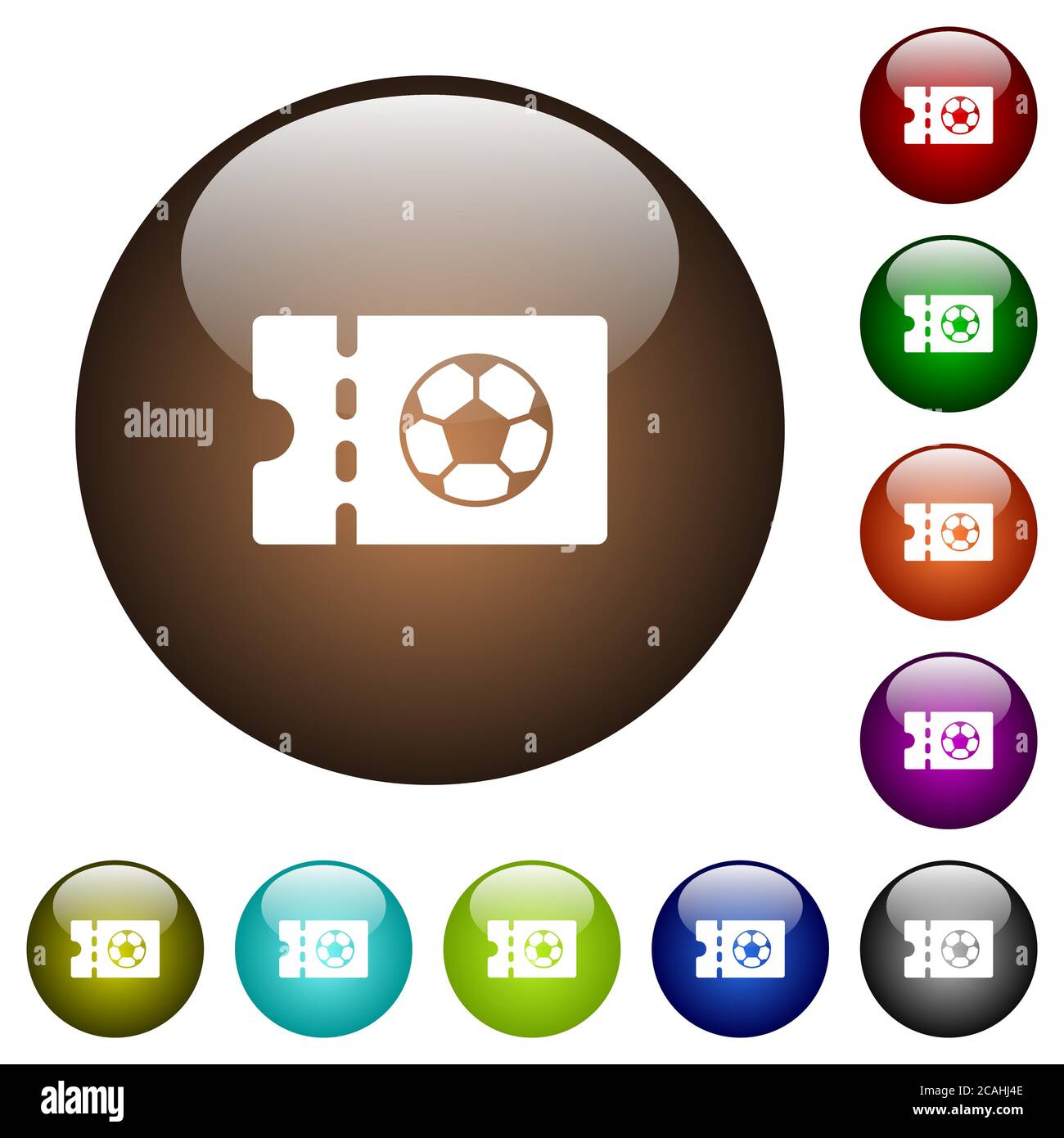 Soccer discount coupon white icons on round color glass buttons Stock ...