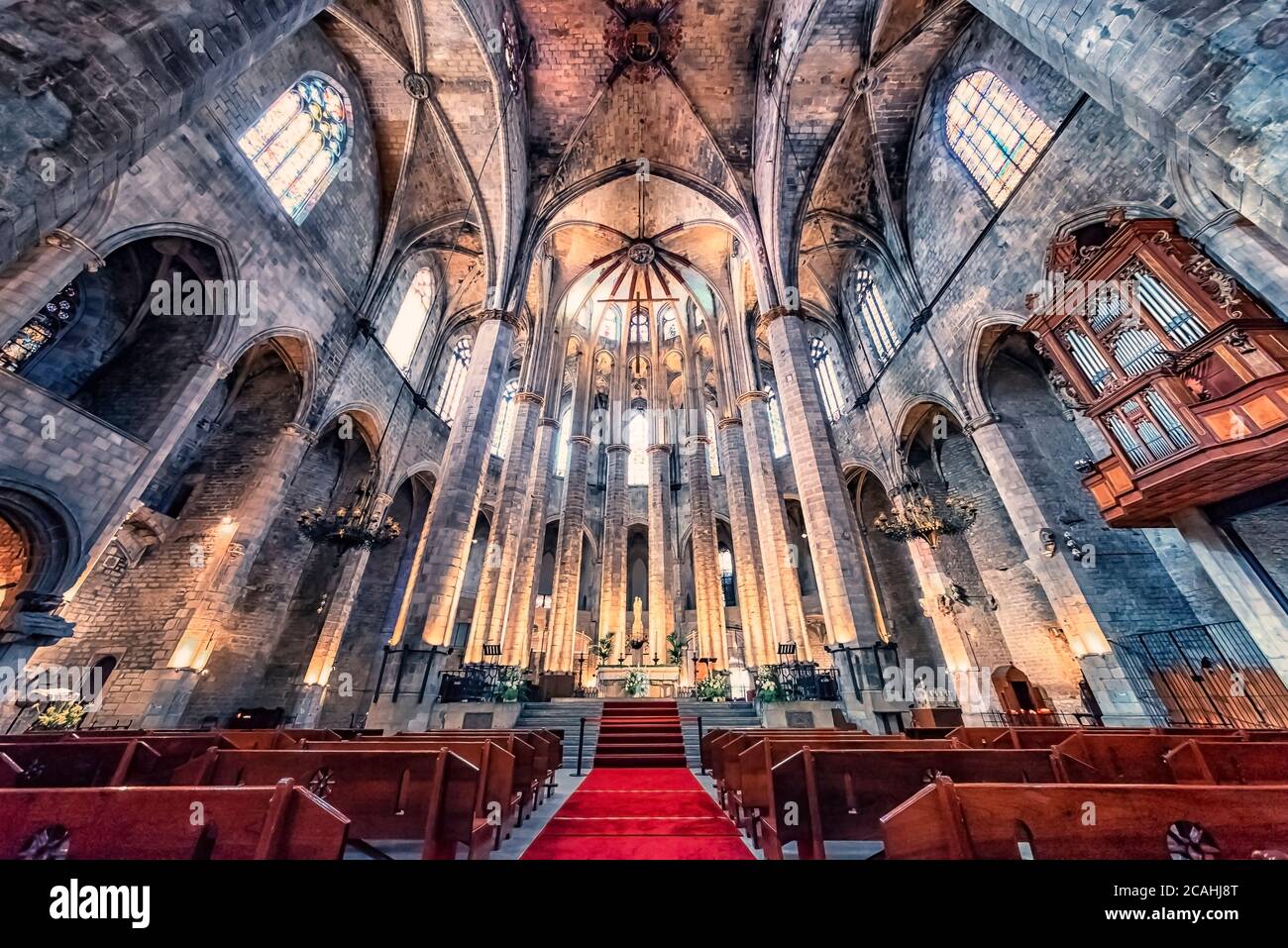 Santa Maria del Mar basilica in Barcelona city, Spain Stock Photo