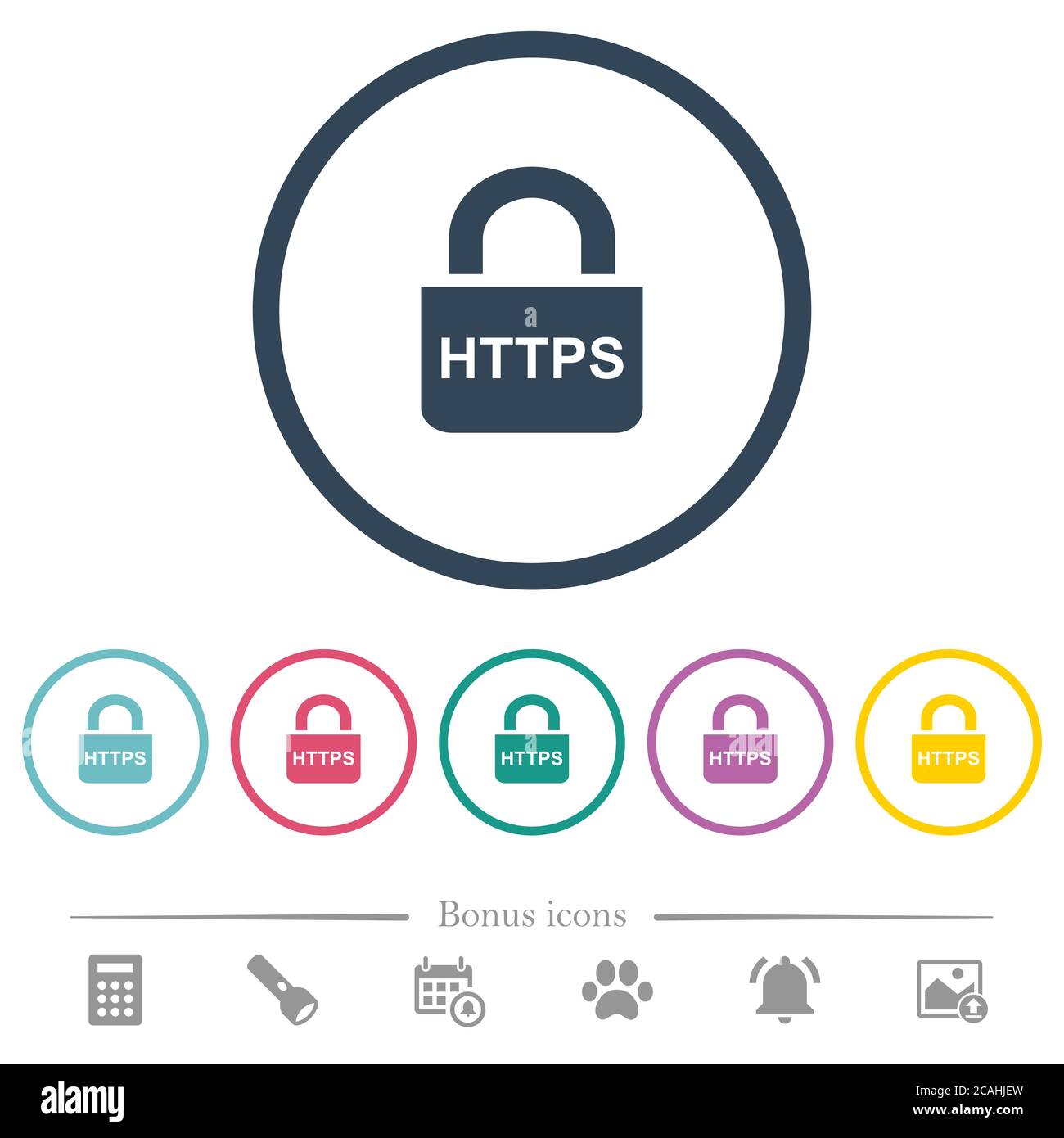 Secure http protocol flat color icons in round outlines. 6 bonus icons ...