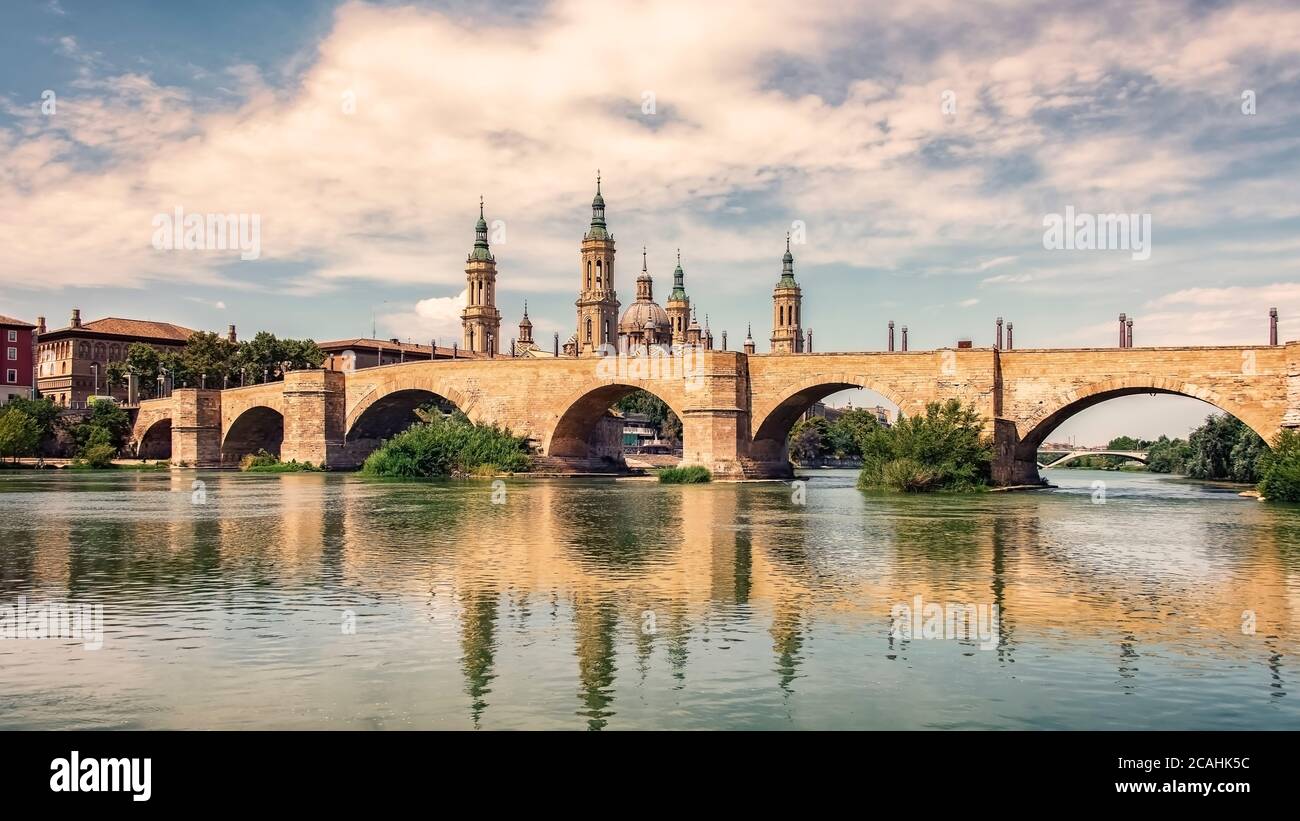 Zaragoza city in Spain Stock Photo