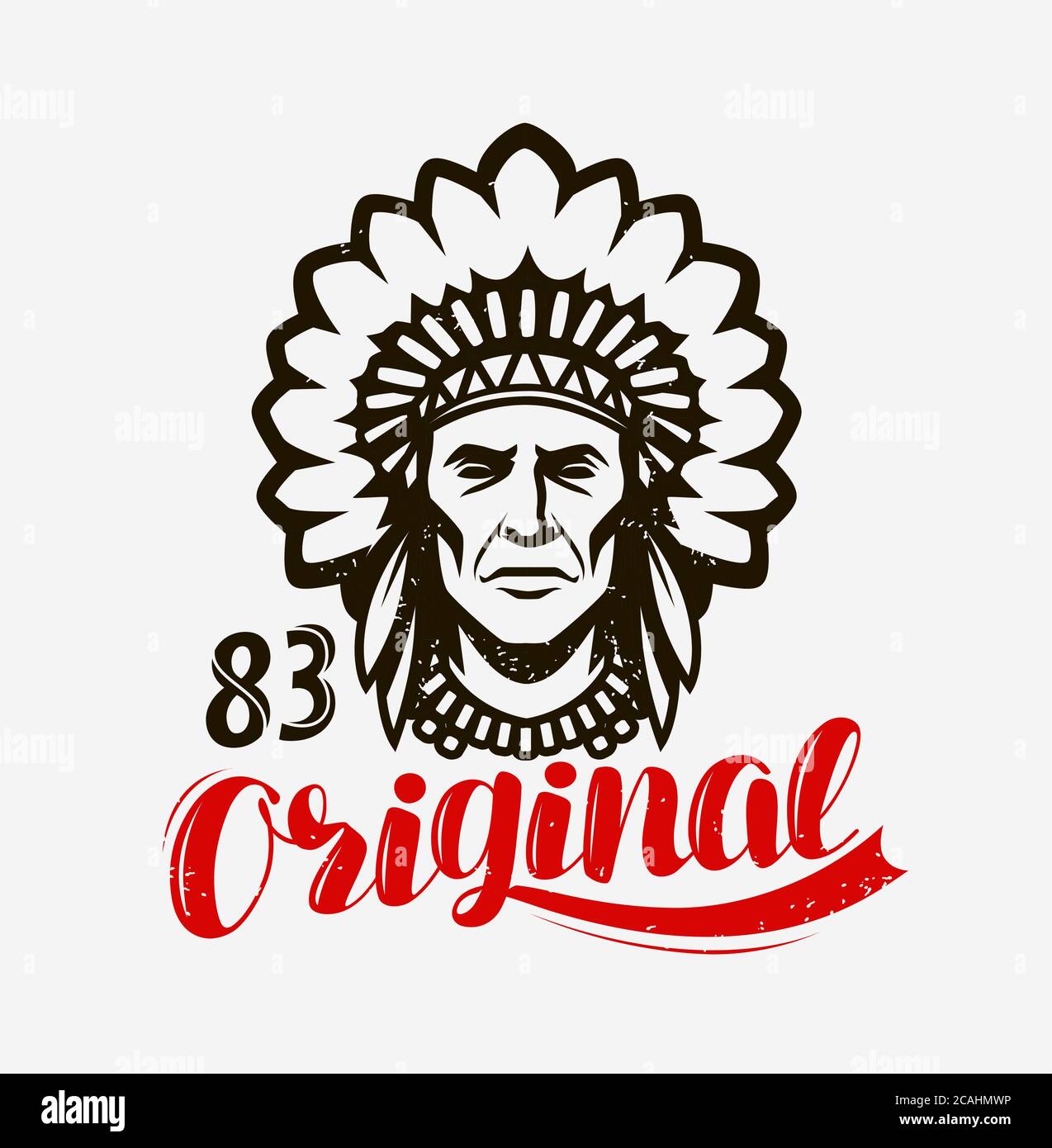 Indian chief, native american emblem. Vector illustration Stock Vector